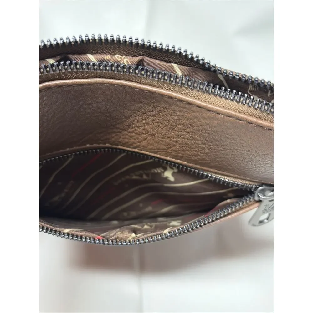 Montana West - Brown Leather Crossbody Bag - **Missing Strap** Zipper Closure